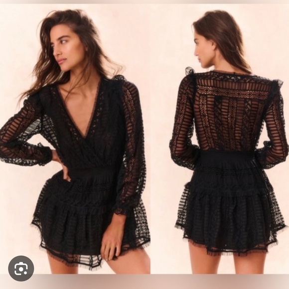 chinese dress ladies Allegra Lace Panelled Mini Dress | Espresso | Dresses main image 0